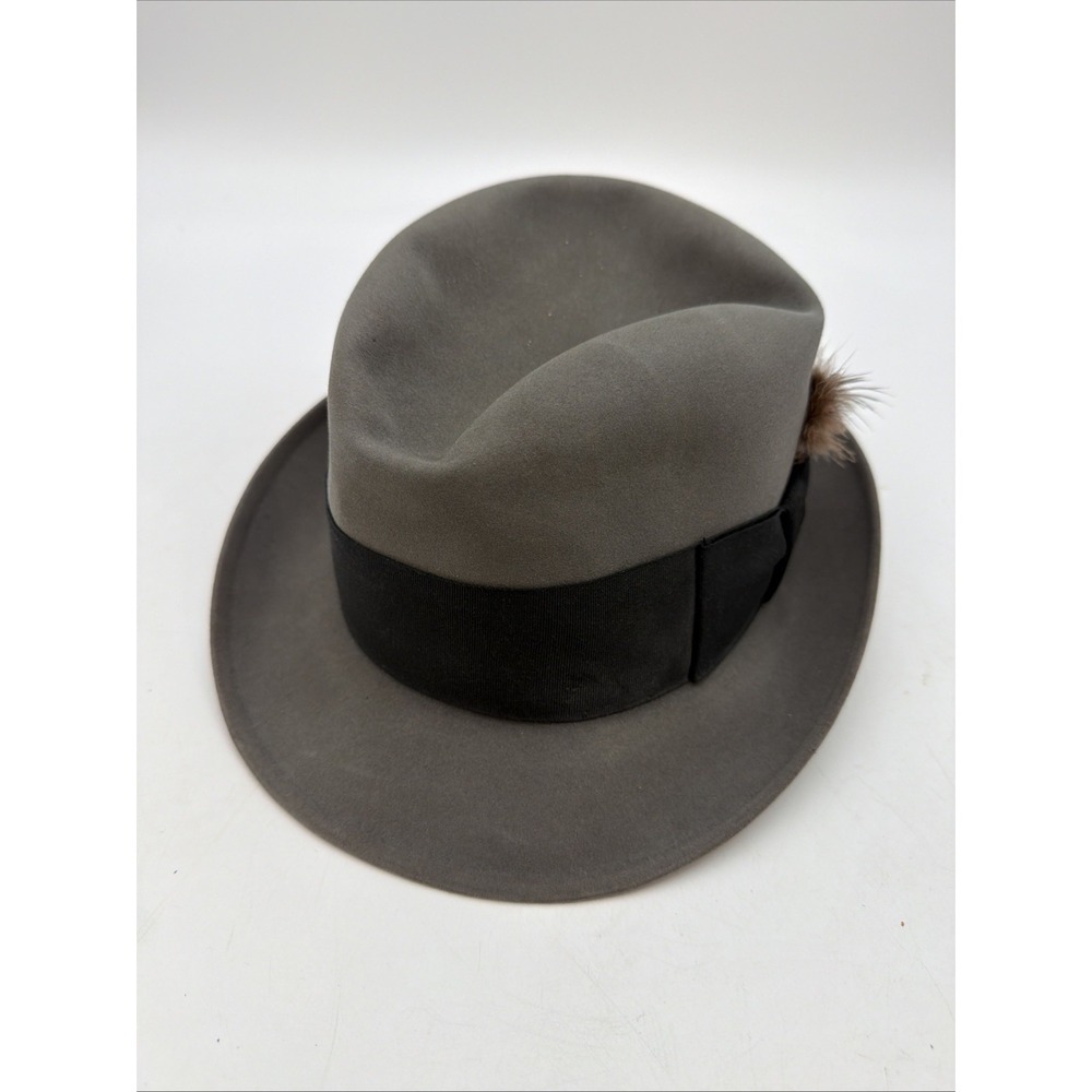 VINTAGE CHURCHILL LTD. BEAVER "25" HAT MENS 7 1/8 Gray Black.